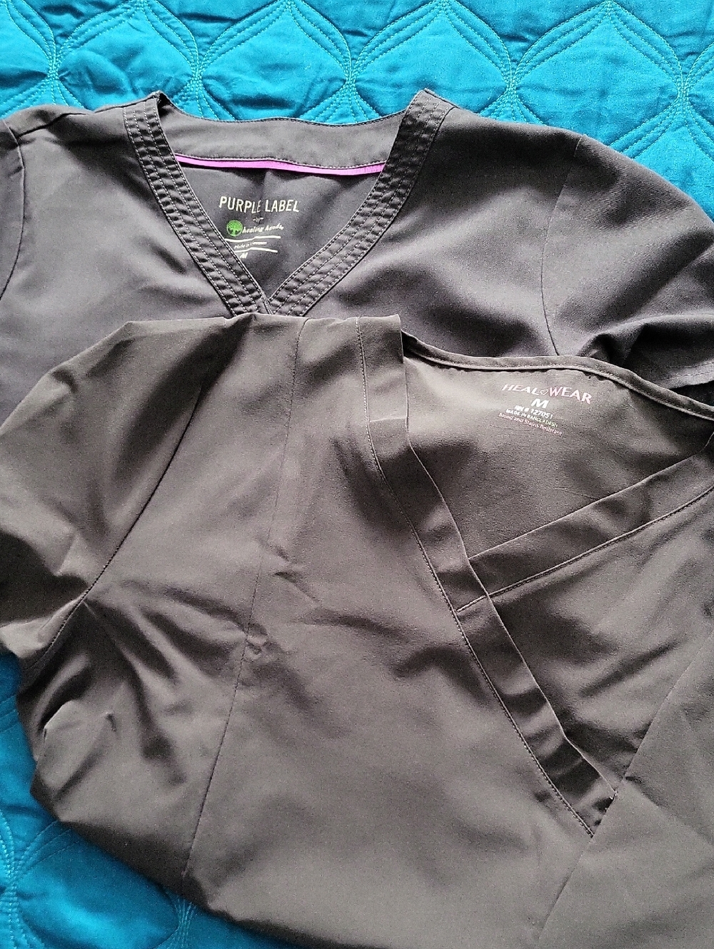 Purple Label & Heal•Wear Black Scrub Tops Bundle Dark Grey Med